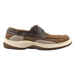 Hunter's Bay Men's Size 9.5 Leather Collection Brown Closed Toe Boat Shoes